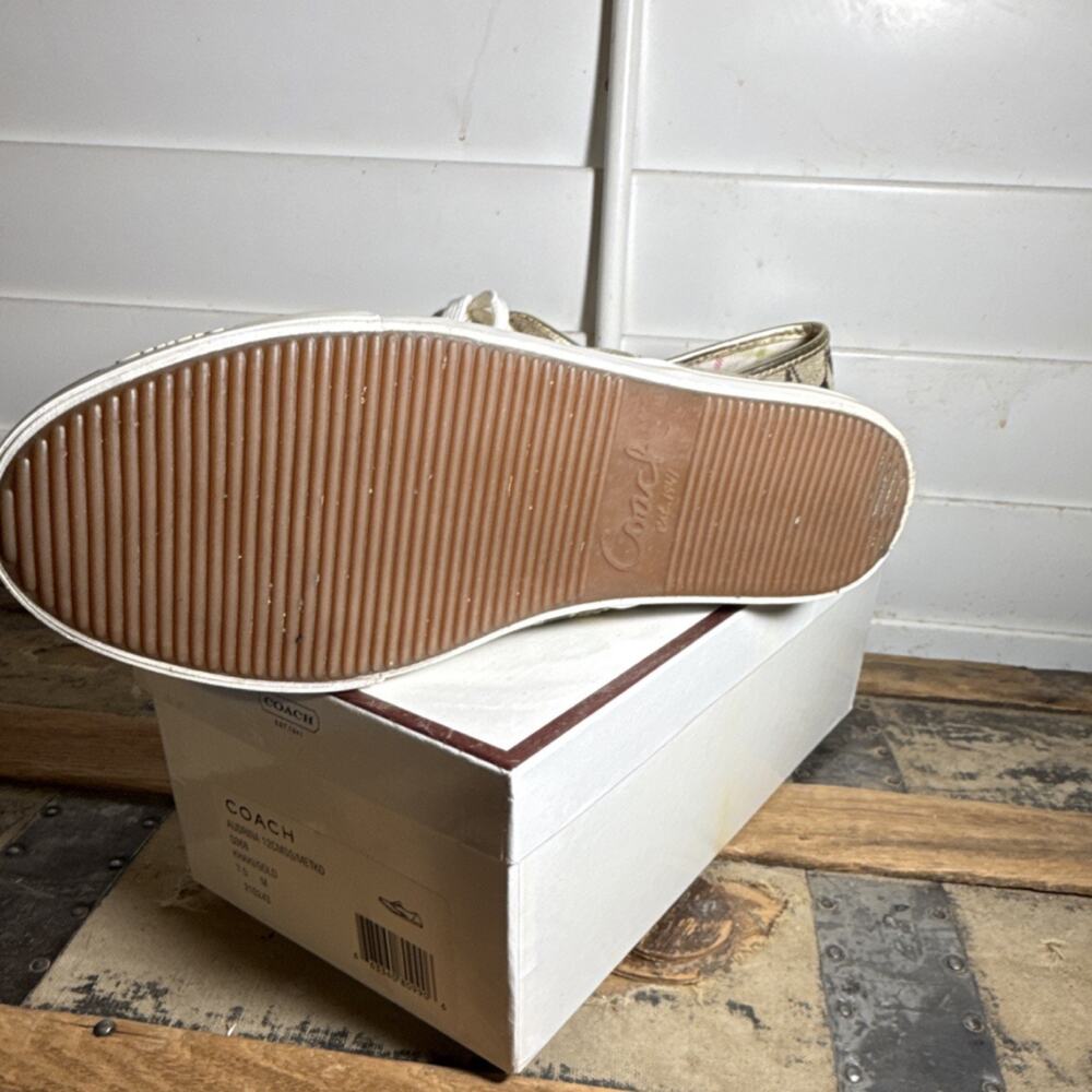 Coach Signature Canvas Logo Beige Brown Women's Flats Comfort Size 7.5B - Picture 3 of 4
